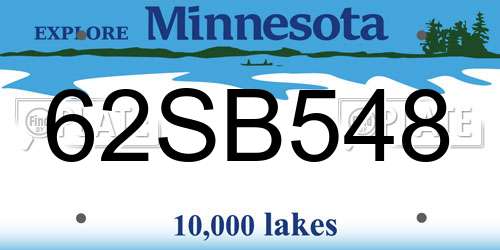 62SB548 Minnesota License Plate