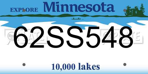 62SS548 Minnesota License Plate