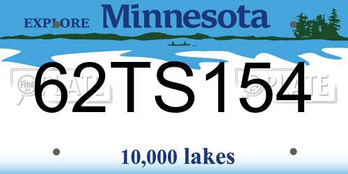 62TS154 Minnesota License Plate