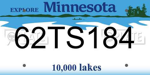 62TS184 Minnesota License Plate