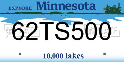 62TS500 Minnesota License Plate