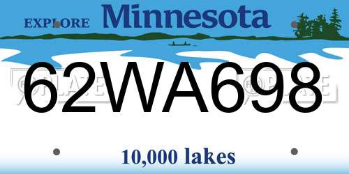 62WA698 Minnesota License Plate