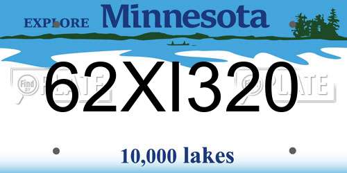62XI320 Minnesota License Plate