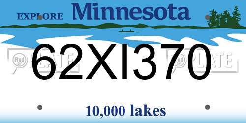 62XI370 Minnesota License Plate