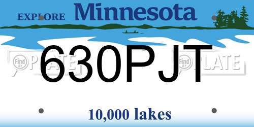 630PJT Minnesota License Plate