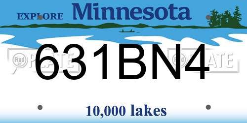 631BN4 Minnesota License Plate