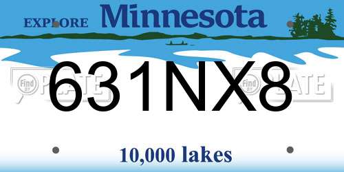 631NX8 Minnesota License Plate