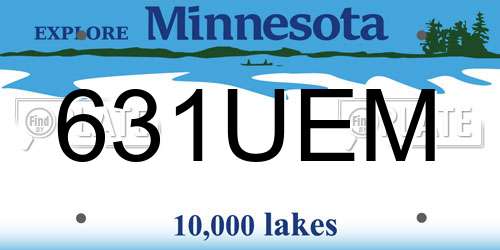 631UEM Minnesota License Plate