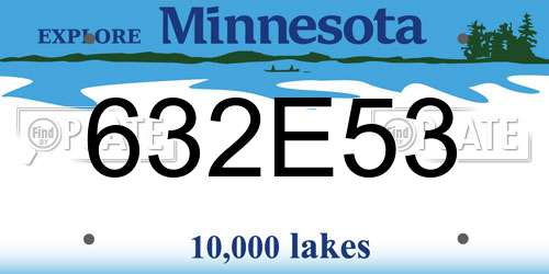 632E53 Minnesota License Plate
