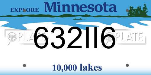 632II6 Minnesota License Plate