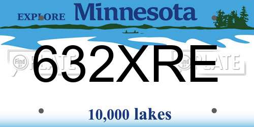 632XRE Minnesota License Plate