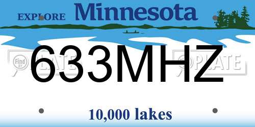 633MHZ Minnesota License Plate