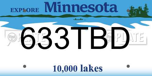 633TBD Minnesota License Plate