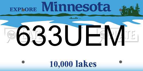 633UEM Minnesota License Plate