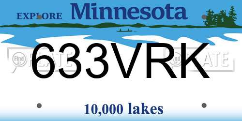 633VRK Minnesota License Plate