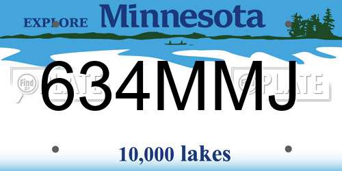 634MMJ Minnesota License Plate