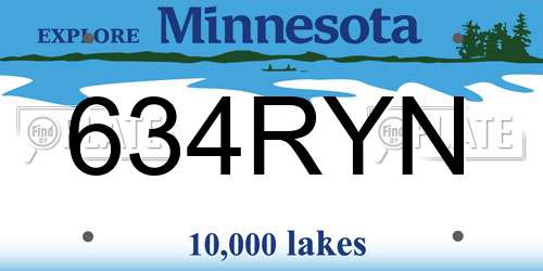 634RYN Minnesota License Plate