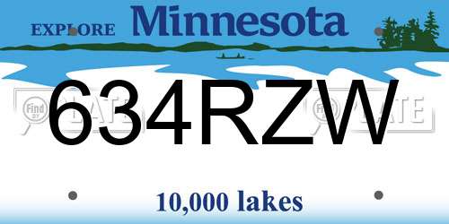 634RZW Minnesota License Plate