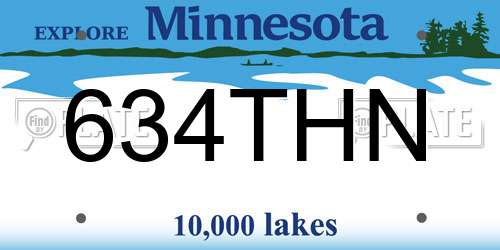 634THN Minnesota License Plate