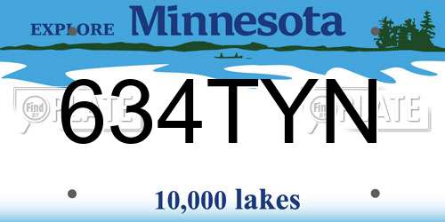 634TYN Minnesota License Plate