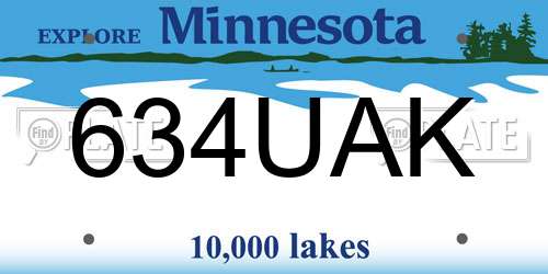 634UAK Minnesota License Plate