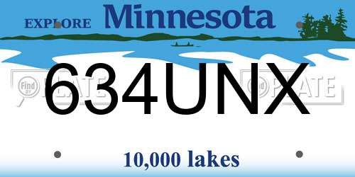 634UNX Minnesota License Plate