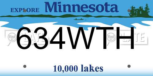 634WTH Minnesota License Plate