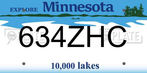 634ZHC Minnesota License Plate
