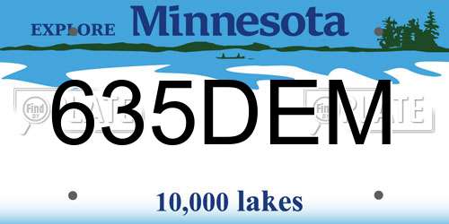 635DEM Minnesota License Plate