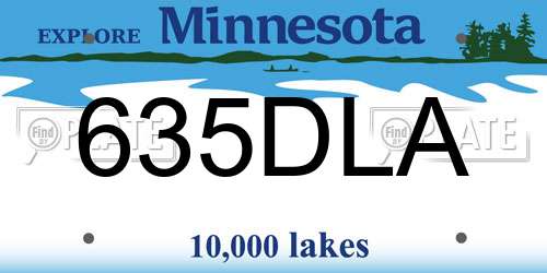 635DLA Minnesota License Plate