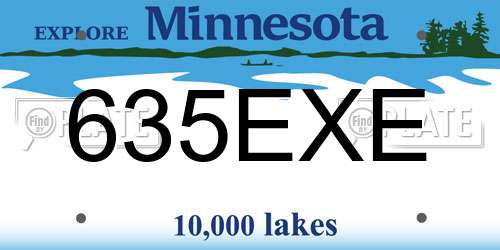 635EXE Minnesota License Plate