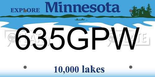 635GPW Minnesota License Plate