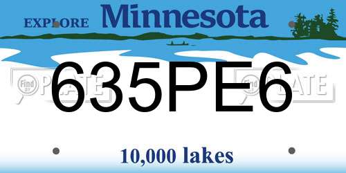 635PE6 Minnesota License Plate