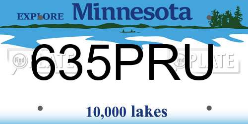 635PRU Minnesota License Plate