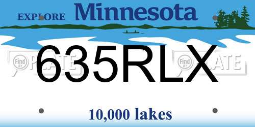 635RLX Minnesota License Plate