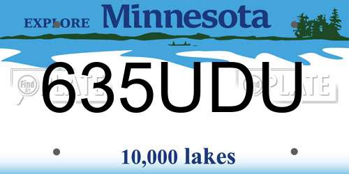 635UDU Minnesota License Plate