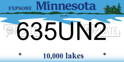 635UN2 Minnesota License Plate