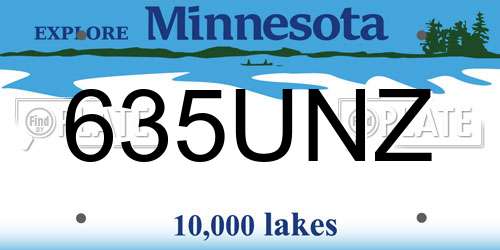 635UNZ Minnesota License Plate