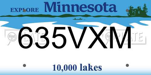 635VXM Minnesota License Plate