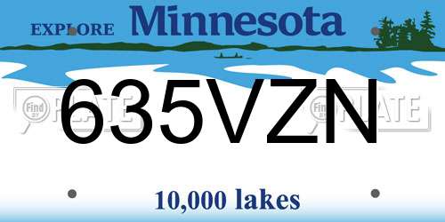 635VZN Minnesota License Plate