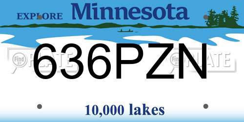 636PZN Minnesota License Plate
