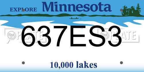 637ES3 Minnesota License Plate