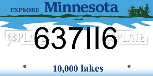637II6 Minnesota License Plate
