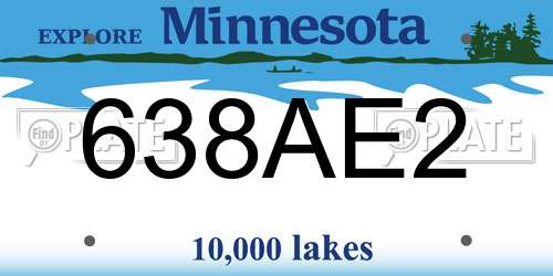 638AE2 Minnesota License Plate