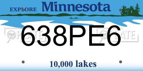638PE6 Minnesota License Plate