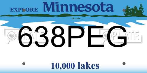 638PEG Minnesota License Plate