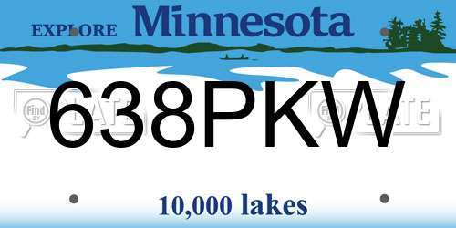 638PKW Minnesota License Plate