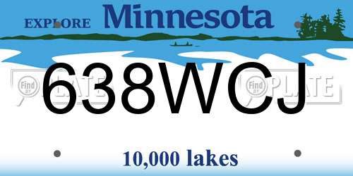 638WCJ Minnesota License Plate