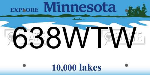 638WTW Minnesota License Plate