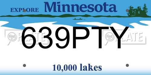 639PTY Minnesota License Plate